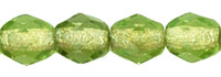 Fire-Polish 4mm : Olivine - Silver-Lined