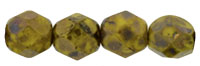 Fire-Polish 6mm : Opaque Yellow - Bronze Picasso
