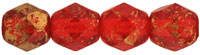 Fire-Polish 6mm : Gold Marbled - Siam Ruby