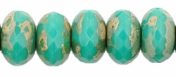 Gem-Cut Rondelle 11 x 7mmmm : Turquoise - Picasso
