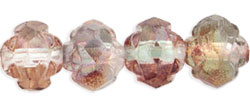 Small Rosebud Fire-Polish 6 x 5mm : Luster - Pink/Crystal
