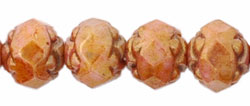 Small Rosebud Fire-Polish 6 x 5mm : Luster - Opaque Rose/Gold Topaz