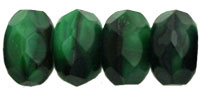 Gem-Cut Rondelle 7 x 5mm : Green w/Black