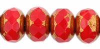 Gem-Cut Rondelle 7 x 5mm : Copper - Opaque Red