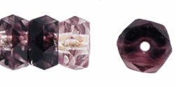 Fire-Polish 6 x 3mm - Rondelle : HurriCane Glass - Crystal/Amethyst