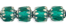 Antique Style Octagonal 6mm - Silver : Emerald
