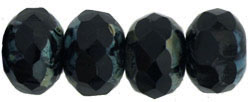 Gem-Cut Rondelle 9 x 6mm : Jet - Picasso