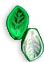Leaves 14/9mm : Coated - Metallic Green - Silver 1/2 Coat