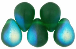 Lg. Tear Drops 8 x 6mm : Matte - Green Emerald AB