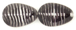 Drop Window Beads 18 x 12mm : Crystal/Amethyst Stripe