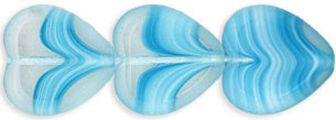 Heart Window Beads 15 x 15mm : Crystal/Blue/White
