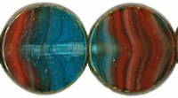 Dime Beads 8 x 3mm : HurriCane Glass - Bubbly Sea Swirl