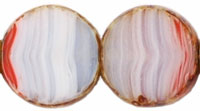 Dime Beads 8 x 3mm : HurriCane Glass - White/Sapphire/Orange - Picasso