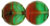 Polished Dime Beads 8/3 mm : HurriCane Glass - Dark Peridot/Coral Red