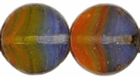 Dime Beads 8 x 3mm : HurriCane Glass - Montana Blue/Milky Orange