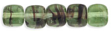 Cubes - 7 x 5mm : HurriCane Glass - Yellow-Green/Amethyst Swirl