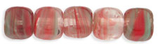 Cubes - 7 x 5mm : HurriCane Glass - Crystal/Milky Red/Green