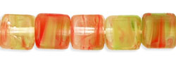 Cubes 5.5 x 5mm : HurriCane Glass - Crystal/Salmon/Silk Green