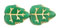 Medium Leaves 12 x 10mm Vertical Hole : Opaque Green - Gold Inlay