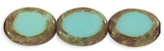 Polished Ovals 12 x 9mm : Opaque Turquoise - Picasso