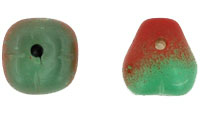 Fruit Beads - 3D : Pears - Milky Green/Red