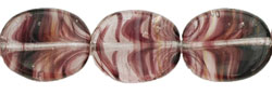 Twisted Flat Ovals 12 x 9mm : HurriCane Glass - Crystal/Amethyst Swirl