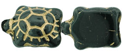 Turtles 19 x 14mm : Jet - Gold Inlay