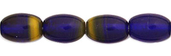 Rice Beads 7/5mm : HurriCane Glass - Cobalt/Caramel Swirl