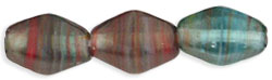 Bicones 8/6mm : HurriCane Glass - Teal/Mulit Stripe