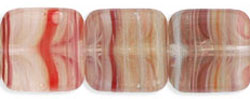 Flat Squares 9mm : HurriCane Glass - Crystal/Red/Beige Stripe