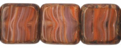 Polished Squares 9mm : HurriCane Glass - Tangerine/Lilac