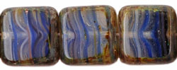 Polished Squares 9mm : HurriCane Glass - Crystal/Sapphire Swirl - Matte Picasso