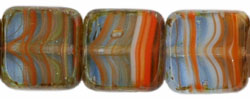 Polished Squares 9mm : HurriCane Glass - Lt Sapphire/Orange/White