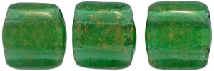 CzechMates Tile Bead 6mm : Gold Marbled - Green Emerald