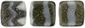 CzechMates Tile Bead 6mm : Sueded Gold Jet/Gray Stripe
