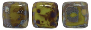 CzechMates Tile Bead 6mm : Opaque Olive - Picasso