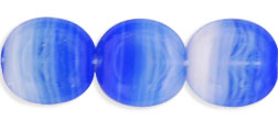 Beveled Ovals 10 x 9mm : HurriCane Glass - Opaque Blue/White