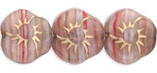 Pansy 9mm : HurriCane Glass - White/Tan/Red - Gold Inlay