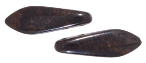 CzechMates Two Hole Daggers 16 x 5mm : Jet - Marbled Dk Bronze