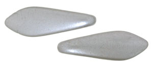 CzechMates Two Hole Daggers 16 x 5mm : Pearl Coat - Silver