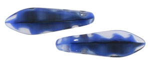 CzechMates Two Hole Daggers 16 x 5mm : Blue w/Black Swirl