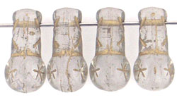 Vintage Czech Style Drops 15 x 8mm : Crystal - Gold Inlay