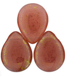 Pear Shaped Drops 16 x 12mm : Pink/Topaz Luster - Milky Pink