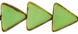 Polished Triangles 12mm : Lt Opaque Green - Picasso (loose)