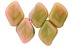 Leaves 12 x 9mm : Pink Coral/Olivine