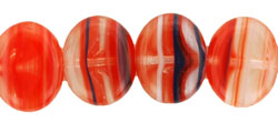 Wide Flattened Ovals 10/12mm : HurriCane Glass - Arctic Red