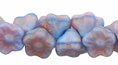 Button Style Bead Flower 7mm : Opaque Blue/Pink