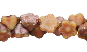 Button Style Bead Flower 7mm : Matte - Apollo - Carmel/Pink