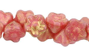 Button Style Bead Flower 7mm : Gold Marbled - Honeysuckle