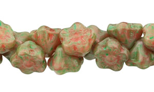 Button Style Bead Flower 7mm : Honeysuckle - Green Picasso